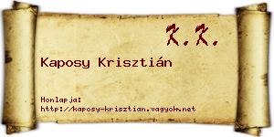 Kaposy Krisztián névjegykártya