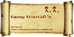 Kaposy Krisztián névjegykártya